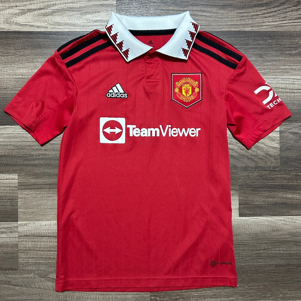 Adidas Manchester United Jersey Kids S 9-10Y Red Team Viewer Aeroready Athletic
